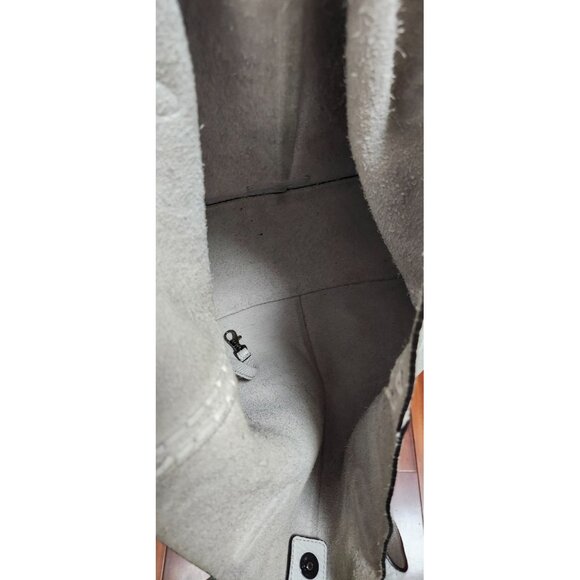 Rebecca Mincoff Large Gray Leather Tote Bag – Textured Pebbled Design, Everyday - Picture 6 of 12